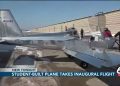 Airplane built by students flies in the sky